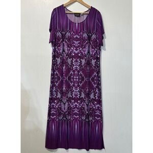 Bob Mackie Wearable Art Purple Snakeskin Stripe Maxi Dress Plus Size 2X SS